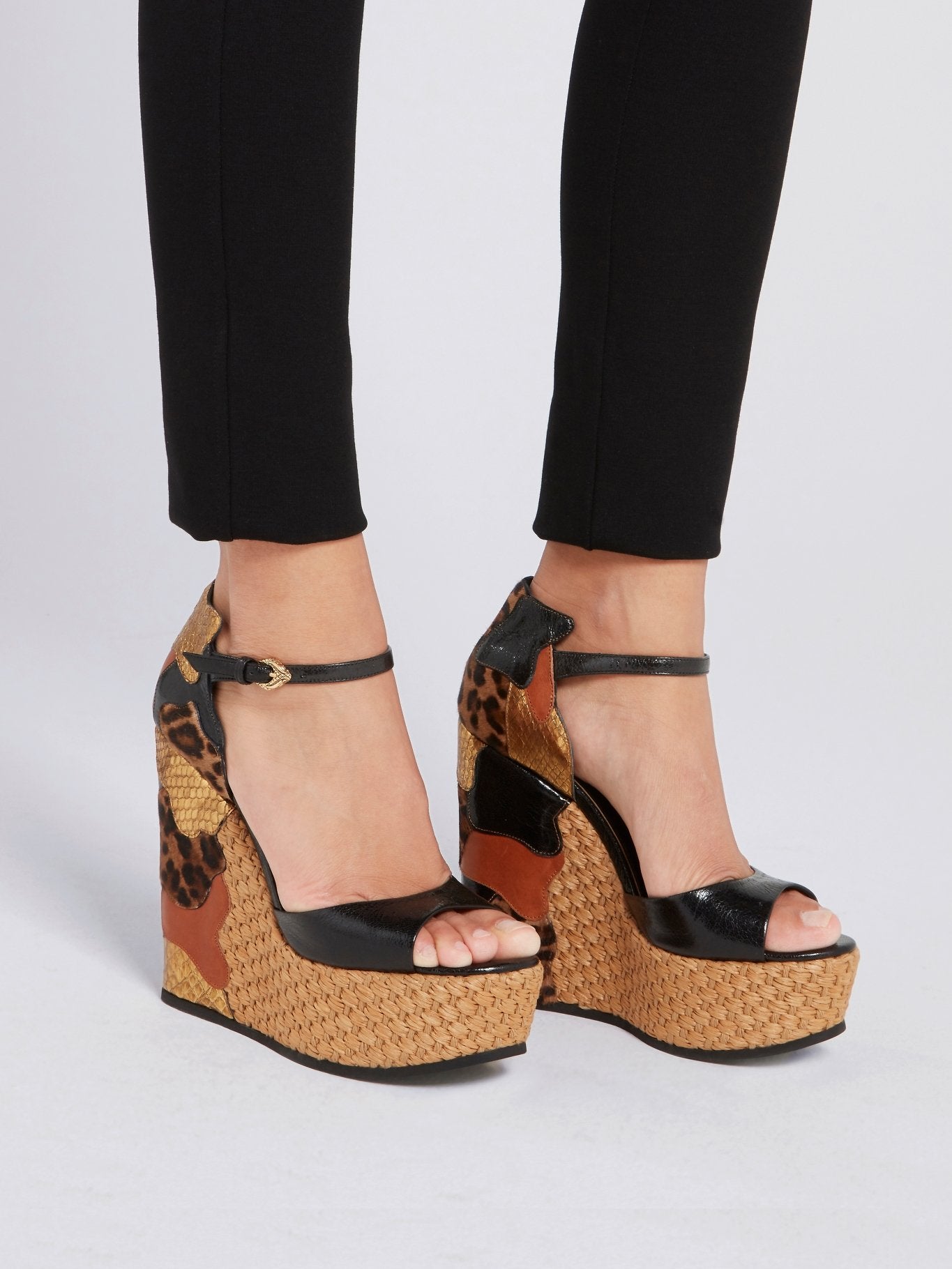 Espadrille Peep Toe Platform Wedge