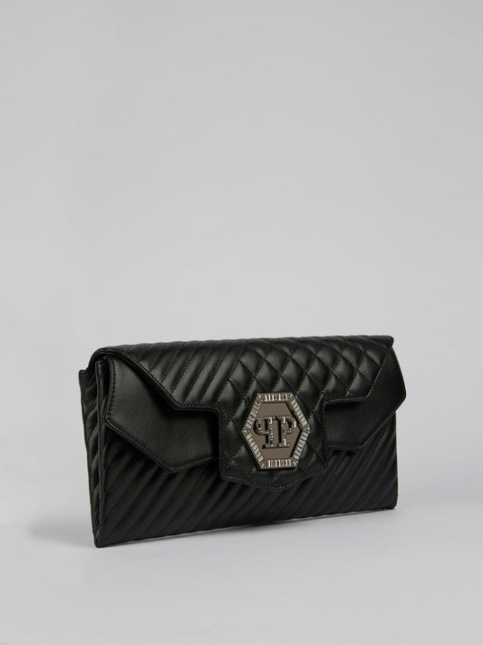 Studded Logo Quilted Clutch Bag