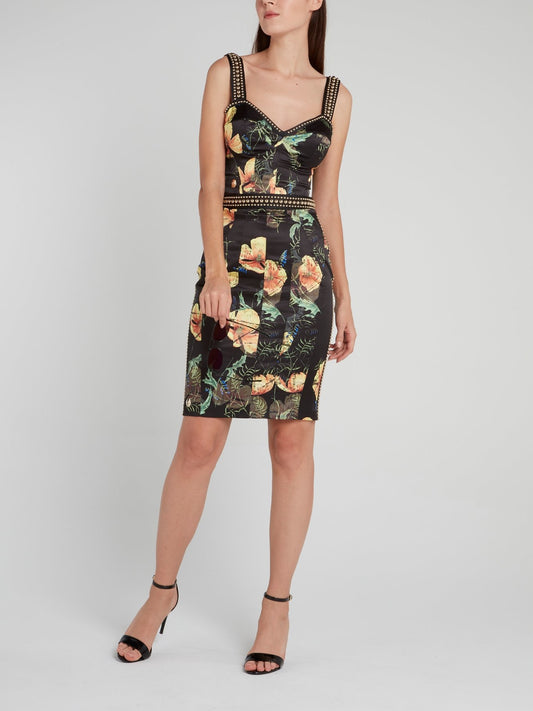 Floriana Black Corsage Top and Skirt Set