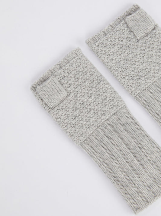 Grey Merino Knitted Mittens