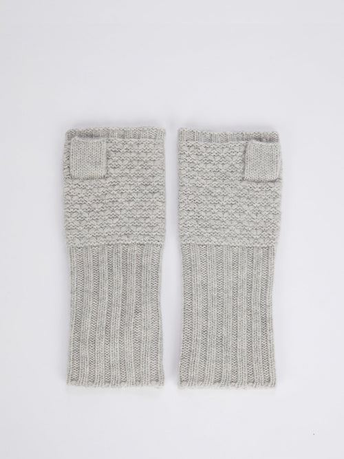 Grey Merino Knitted Mittens