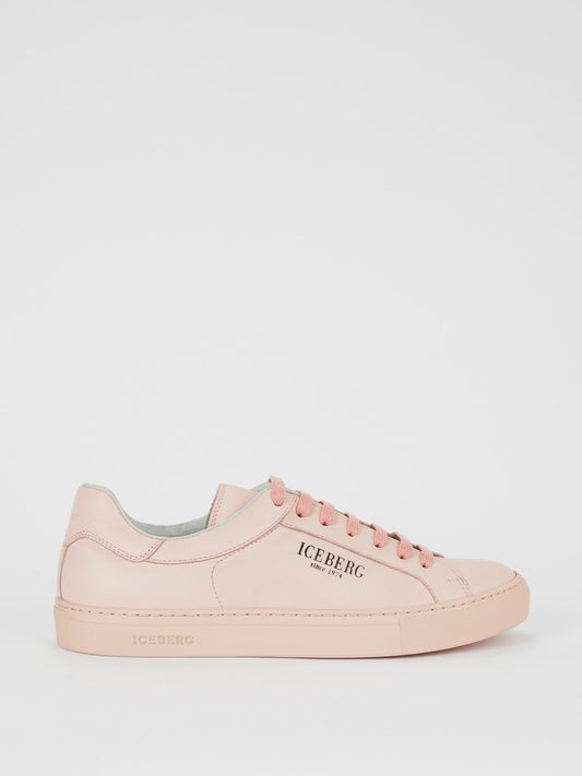 Pink Classic Logo Leather Sneakers