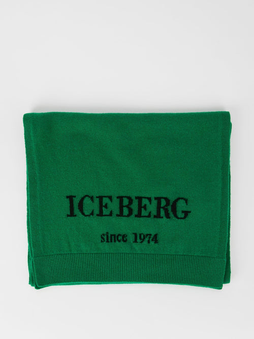 Green Logo Cashmere Knitted Scarf