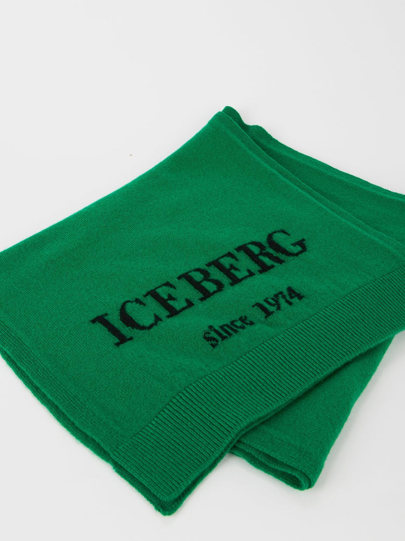 Green Logo Cashmere Knitted Scarf