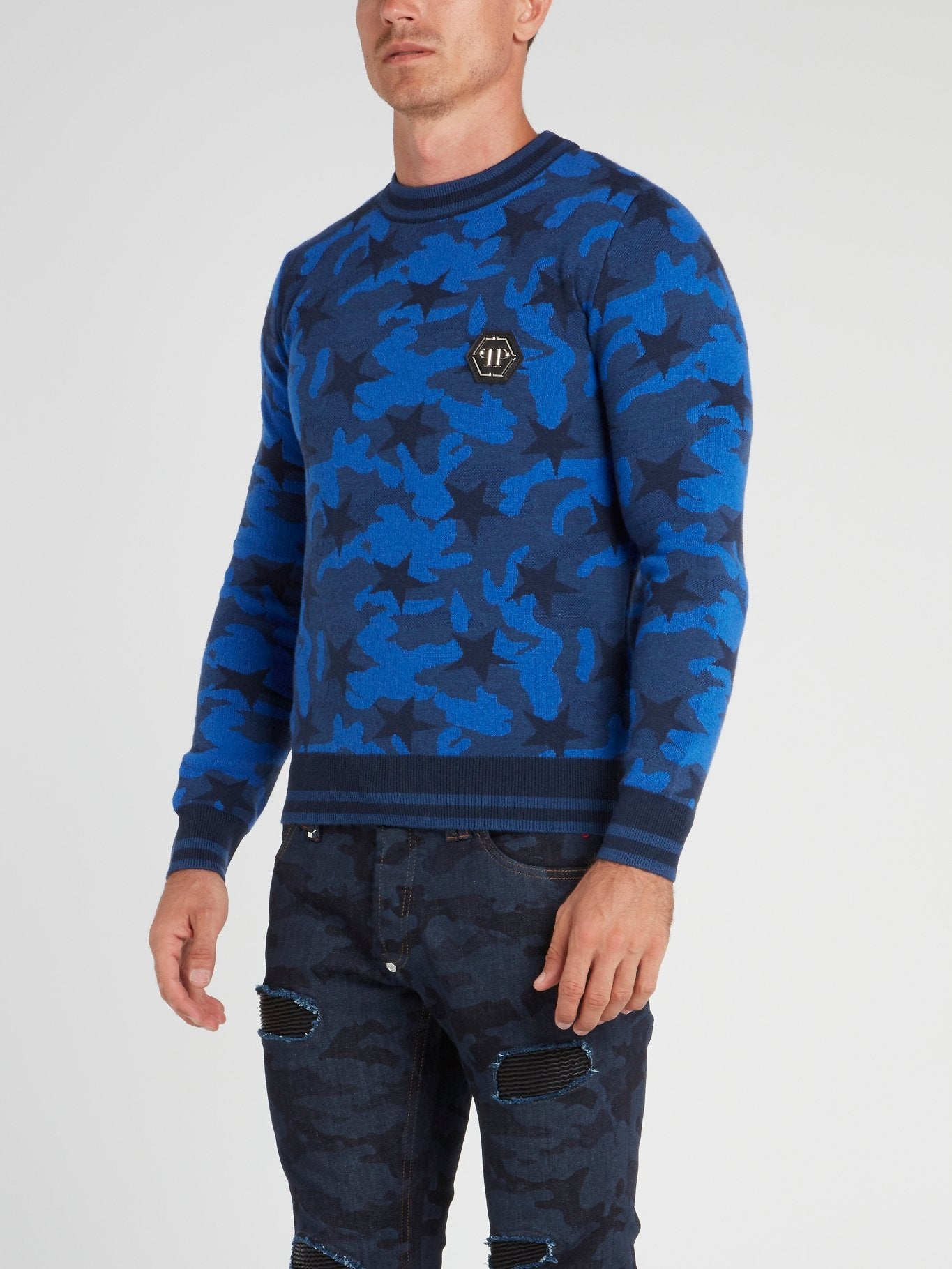 Camo Stars Round Neck Pullover