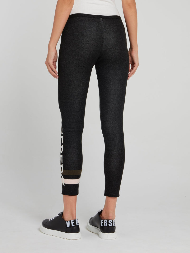 Black Logo Knitted Leggings