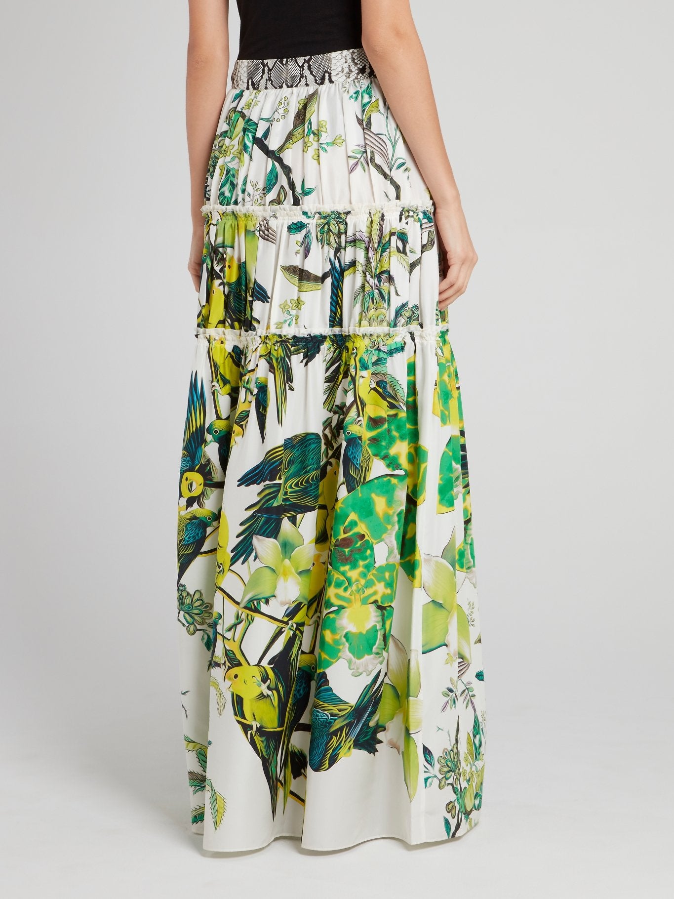 Tiered Flora and Fauna Maxi Skirt