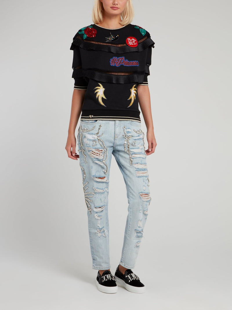 Crystal Tattered Boyfriend Jeans