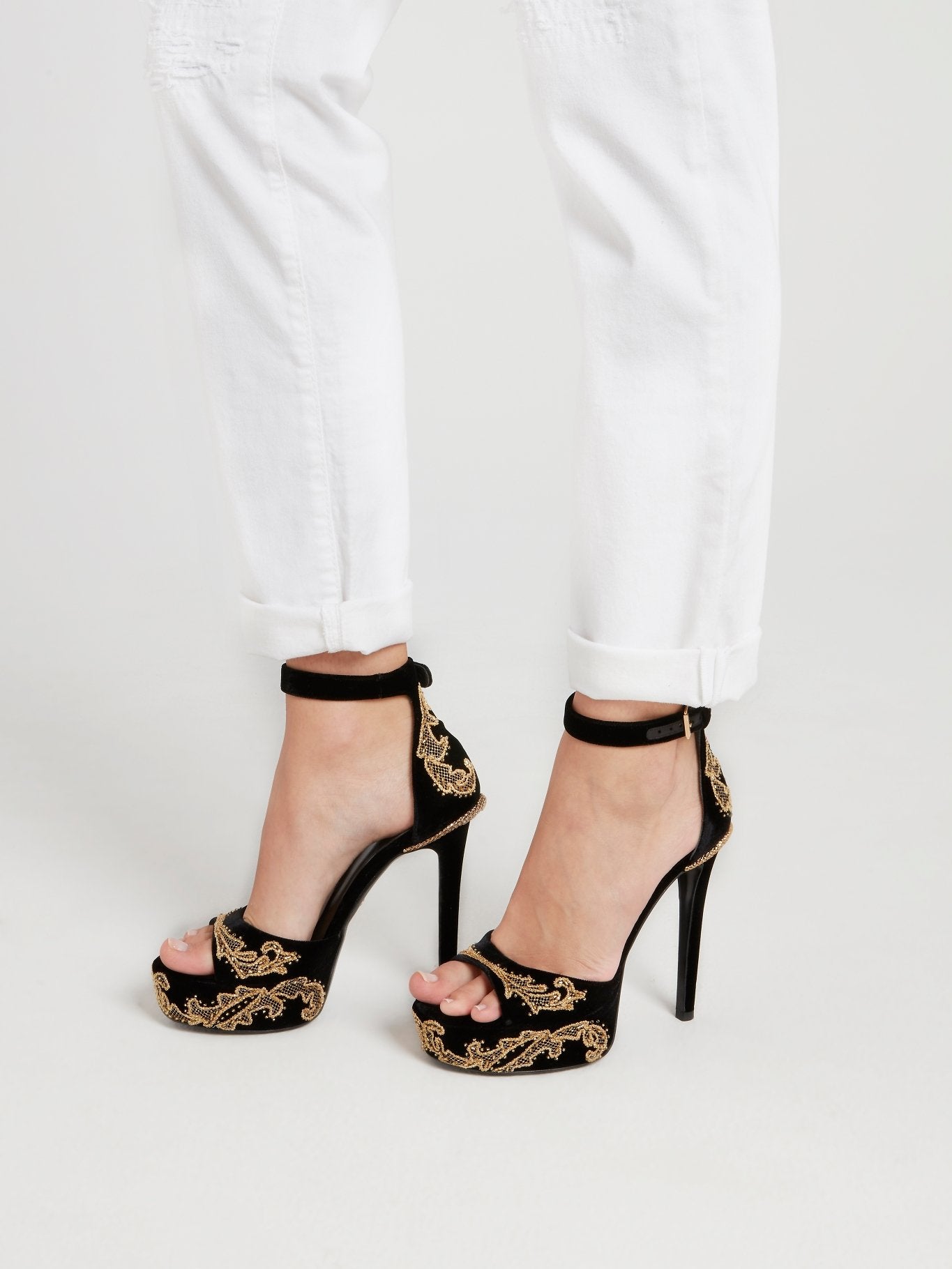 Baroque Embellished Contrast Sandals