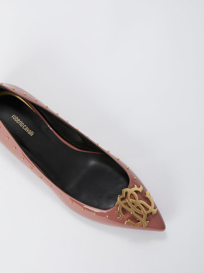 Brown Monogram Patent Leather Ballerina Flats