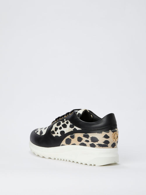 Leopard Panel Lace Up Sneakers