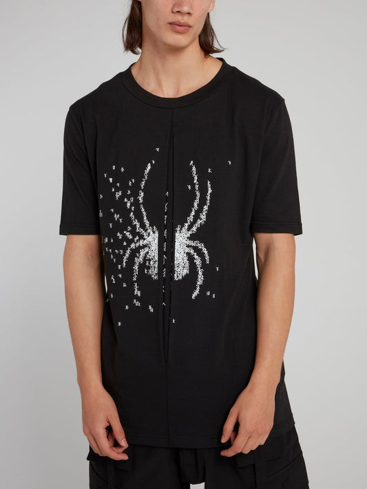 Black Spider Embroidered T-Shirt
