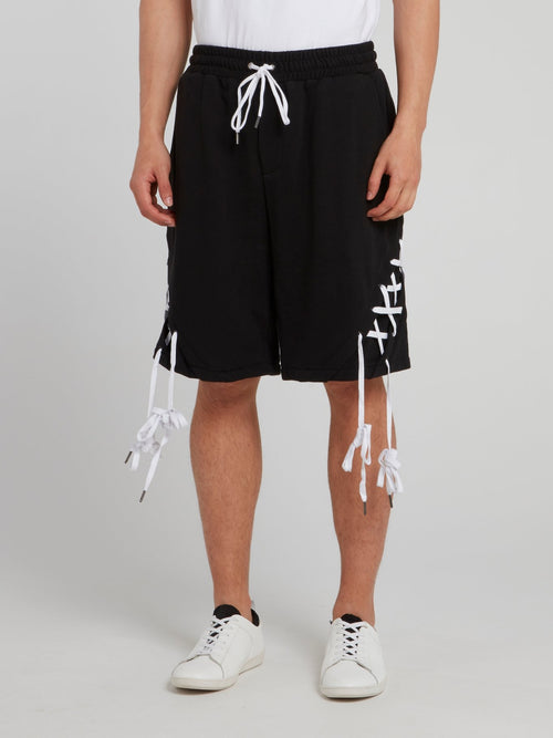 Black X-String Drawstring Shorts