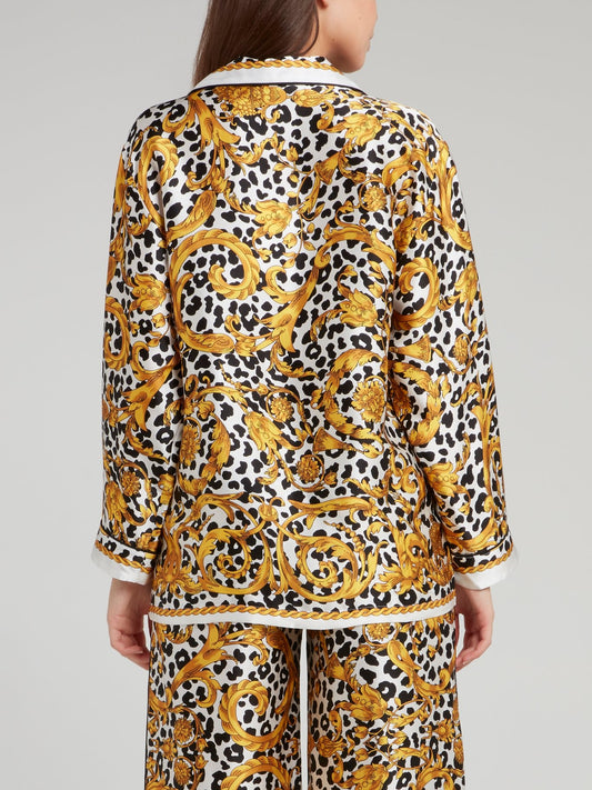 Baroque Leopard Print Silk Top