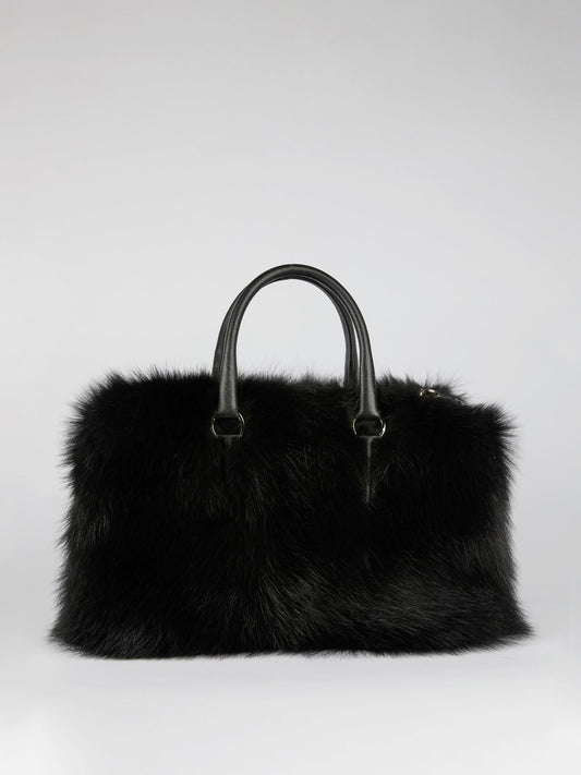 Black Fur Travel Bag