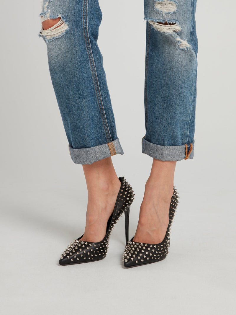 Black Spike Studded Pumps