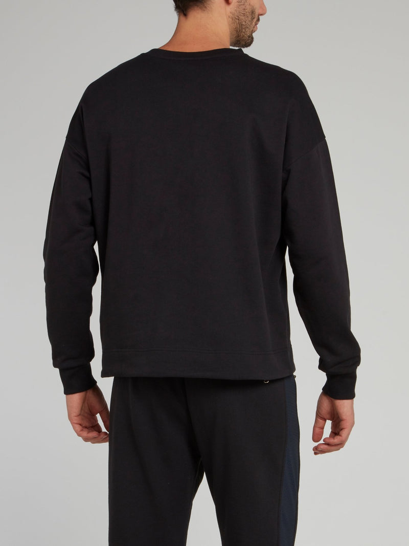 Black Side Stitch Logo Sweater