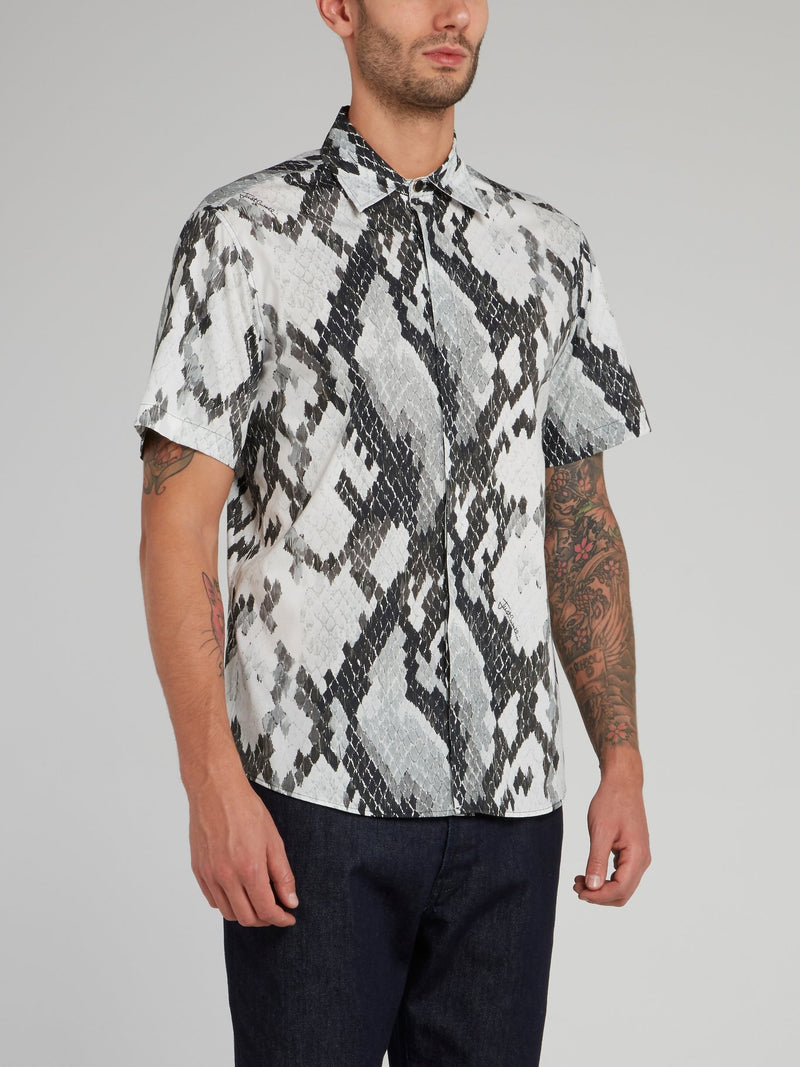 Snake Skin Print Short Sleeve Shirt