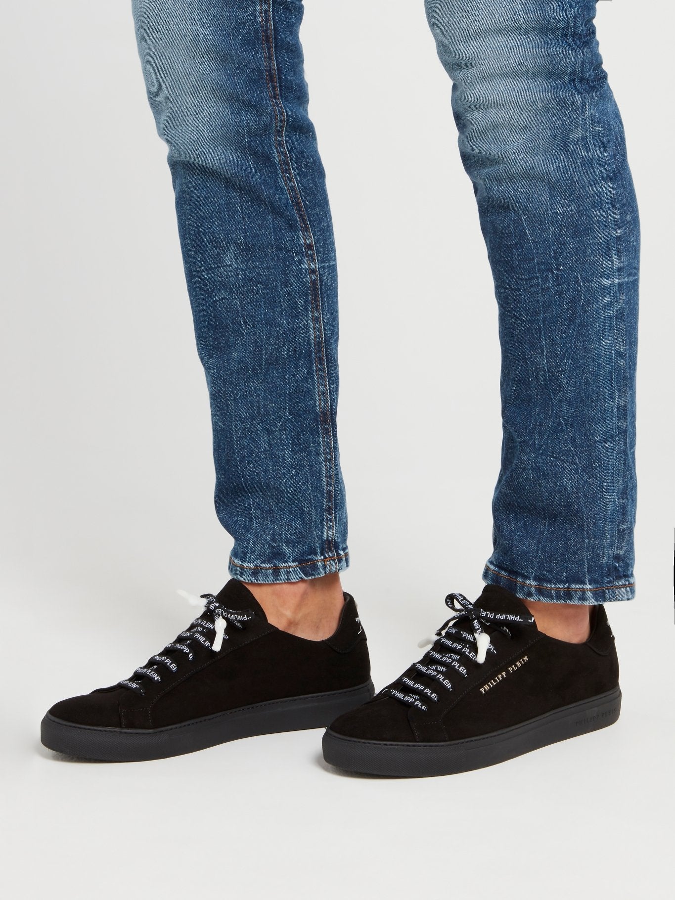 All Black Logo Lace Up Sneakers