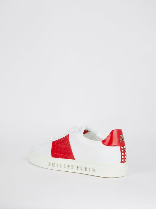 Red Heel Patch Low Top Leather Sneakers
