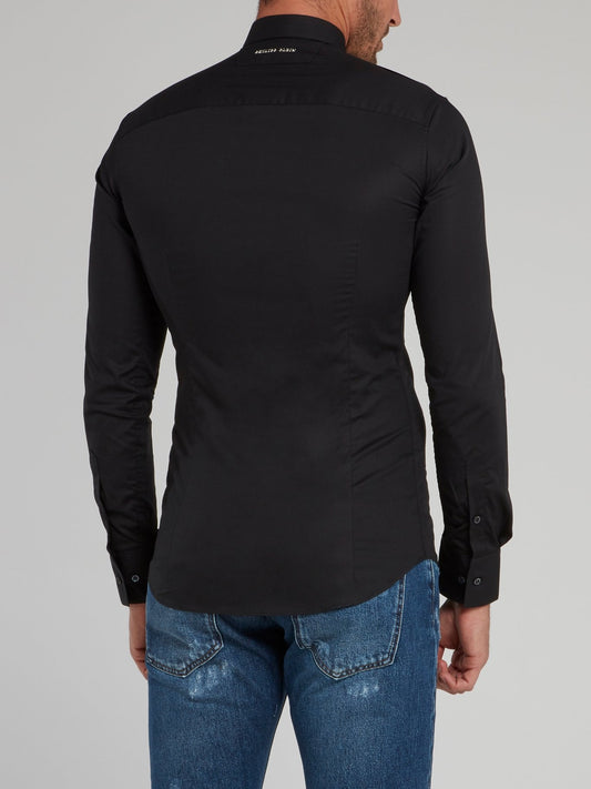 Black Vertical Logo Stripe Long Sleeve Shirt