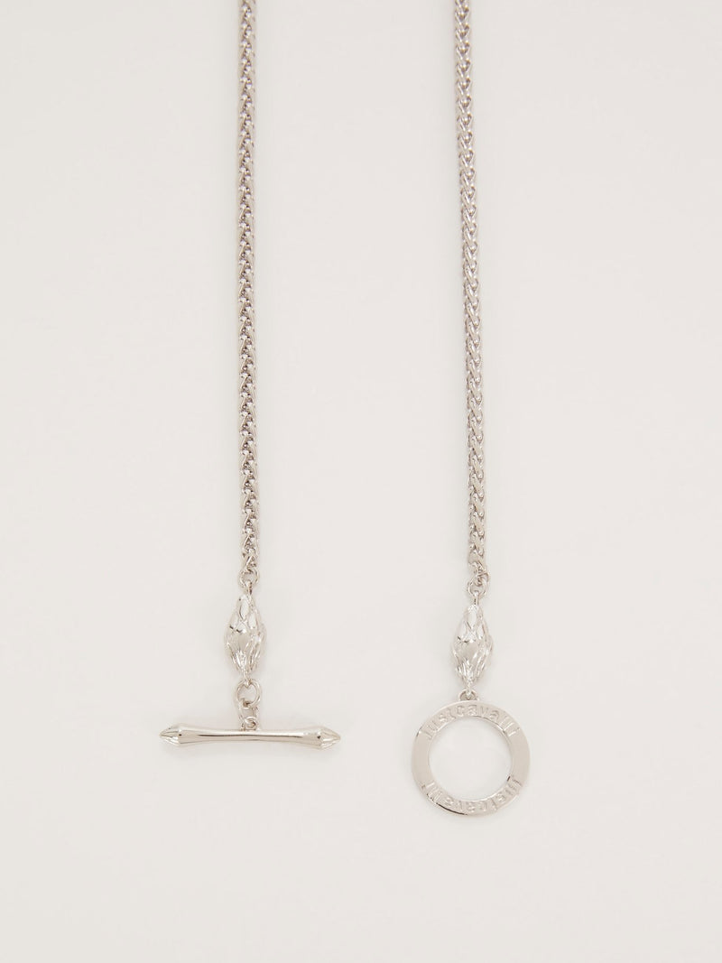 Silver Chain Tassle Toggle Clasp Necklace