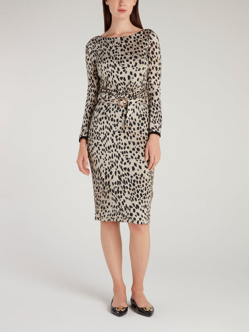 Leopard Print Belted Mini Dress