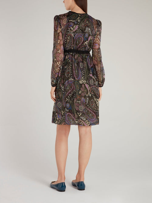 Baroque Print Cascade Dress