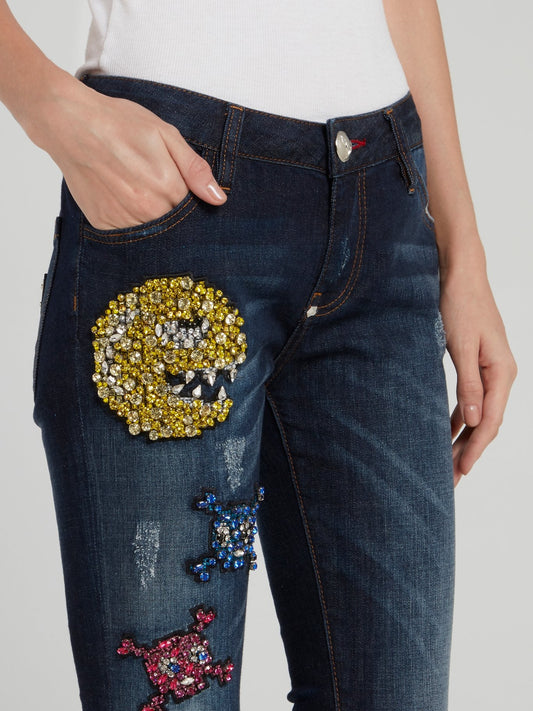 Studded Dark Wash Skinny Jeans