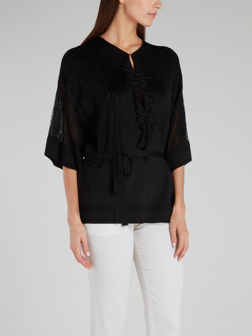 Black Tie Front Cascade Shirt