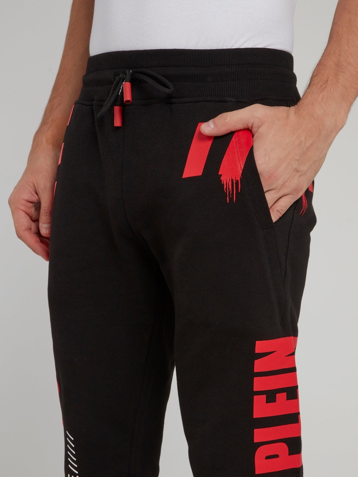 Black and Red Drawstring Track Pants