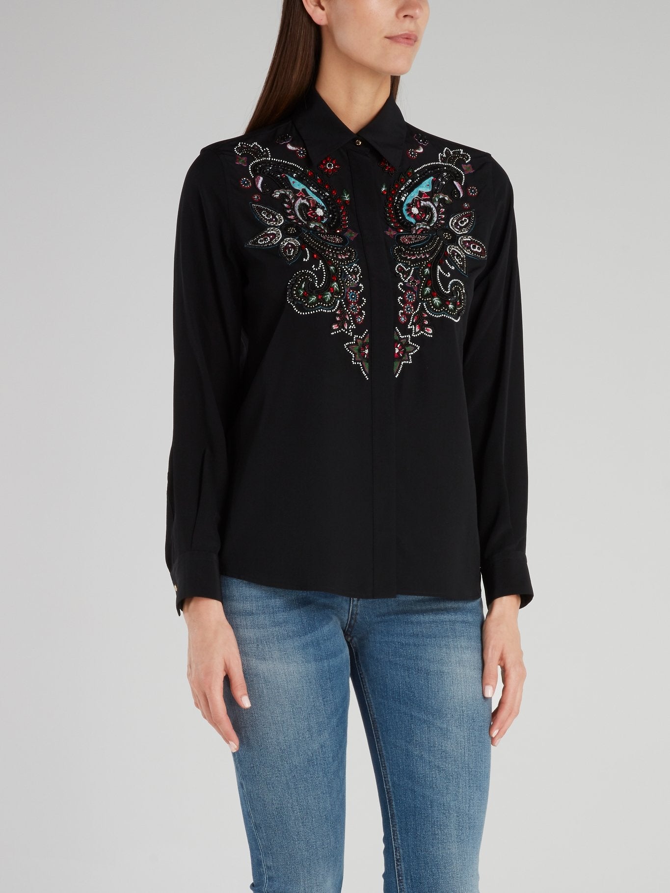 Black Multi-Bead Long Sleeve Shirt