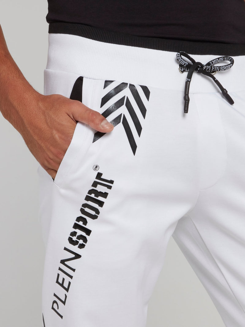 White Geometric Jogging Trousers