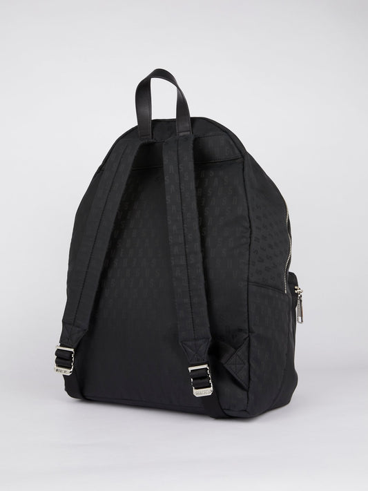 Black Logo Print Backpack