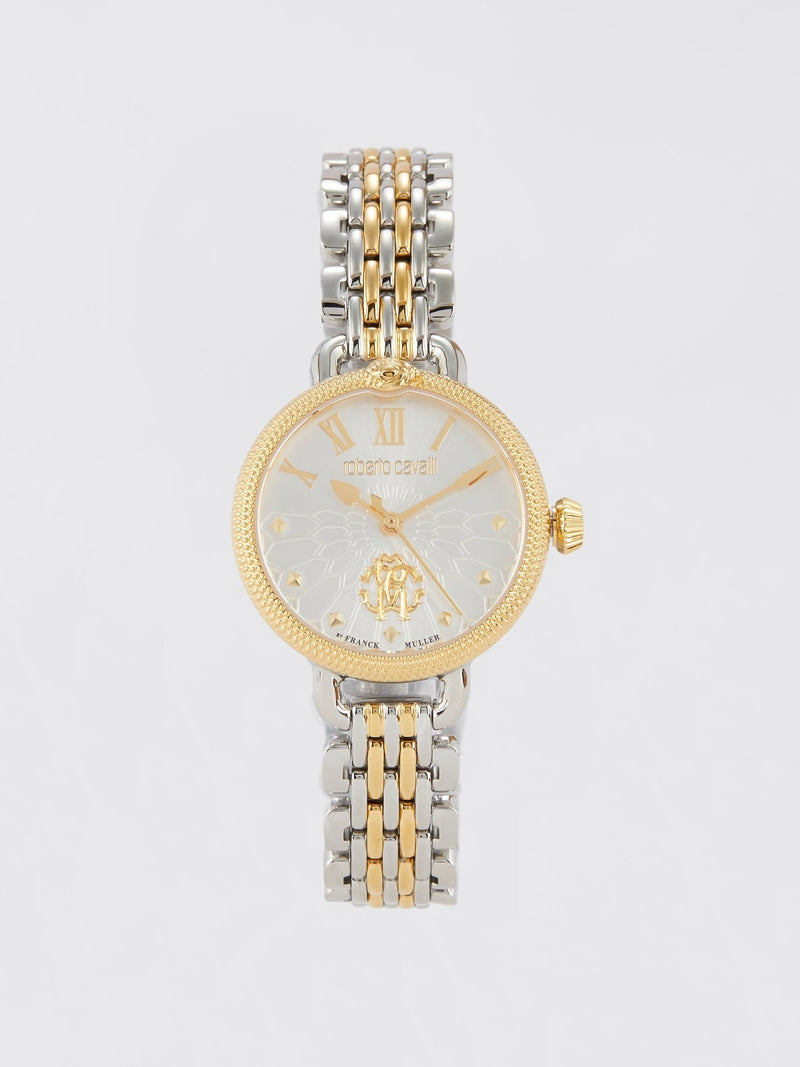 Roberto Cavalli by Franck Muller Pearl Logo Two Tone Watch