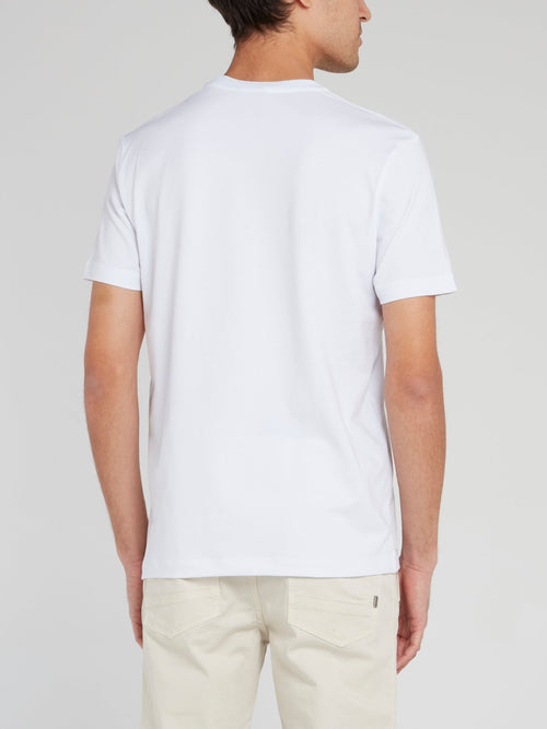 White Logo Crewneck Cotton T-Shirt