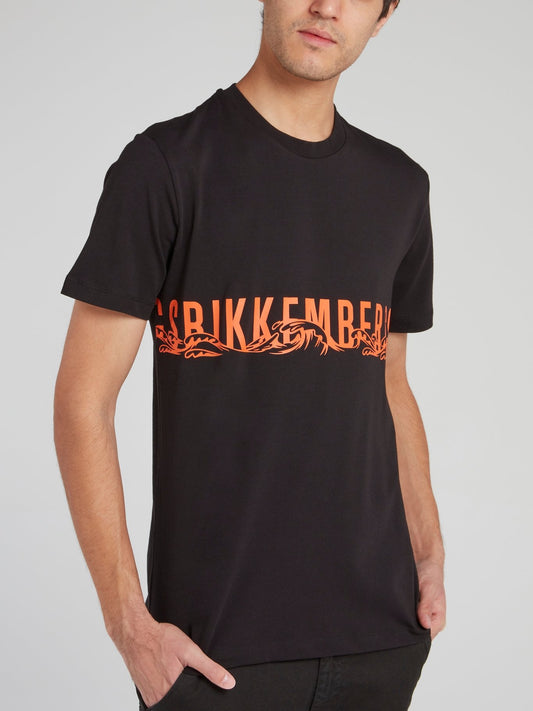 Black Logo Crewneck Cotton T-Shirt