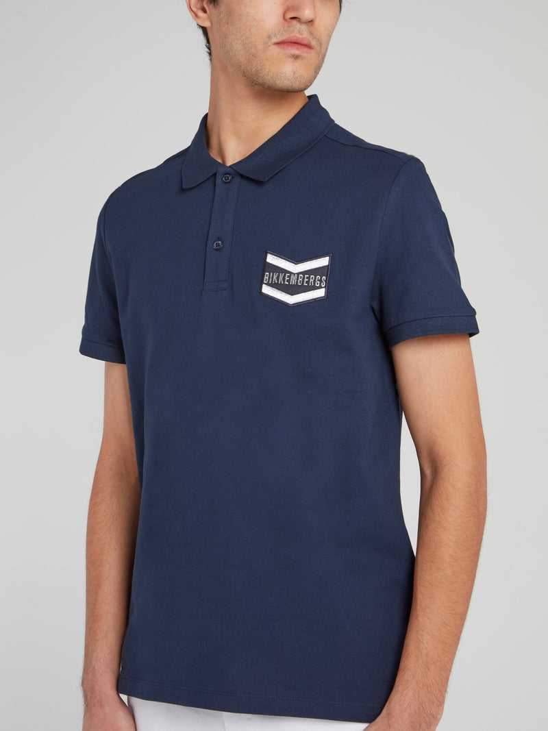 Navy Logo Embroidered polo Shirt
