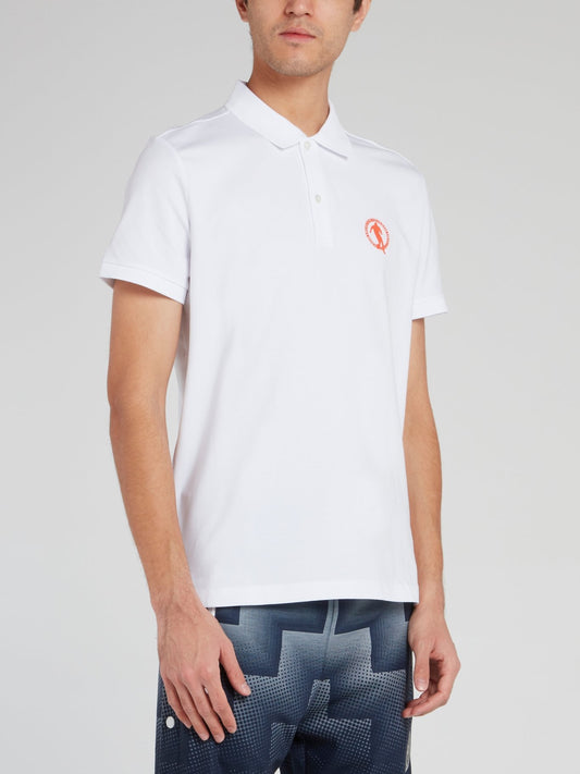 White Logo Cotton Polo Shirt