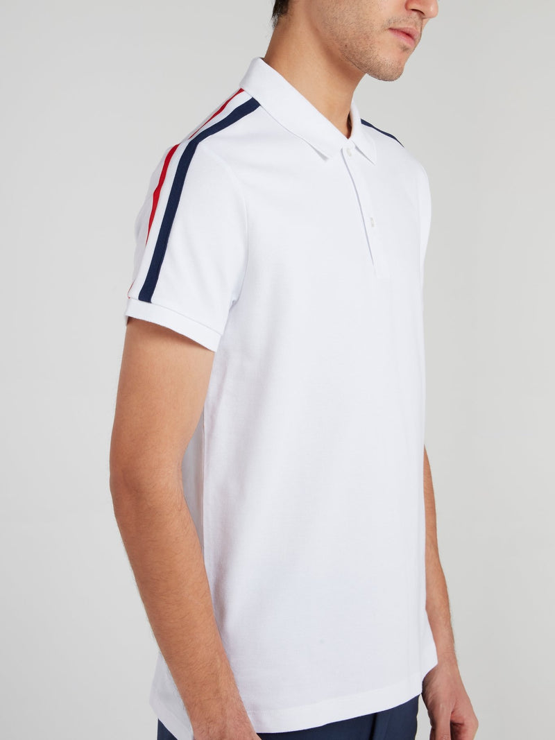 White Shoulder Stripe Polo Shirt