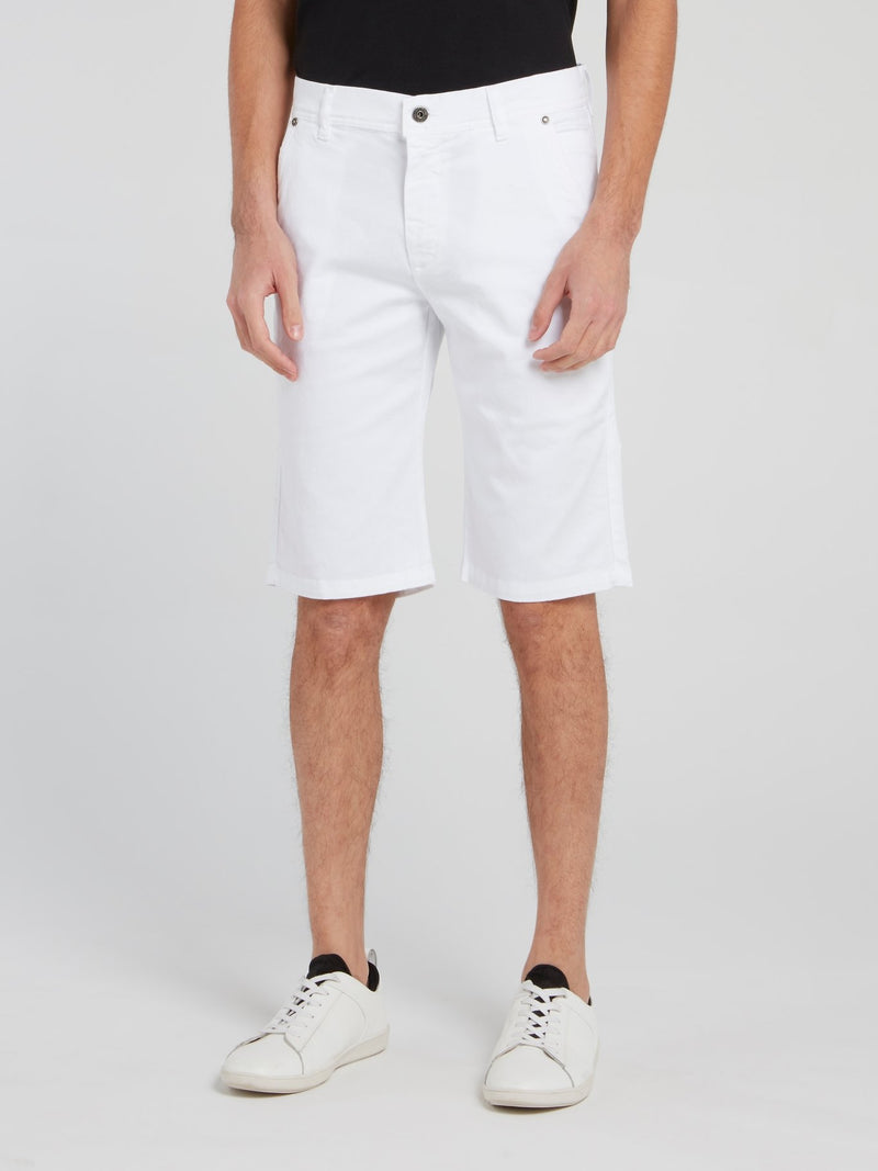 White Straight Cut Shorts