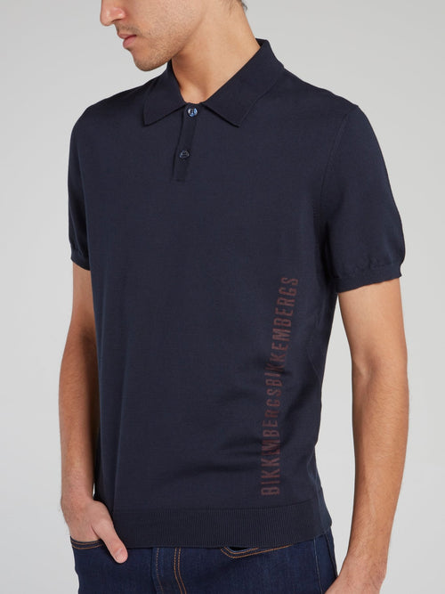 Navy Ribbed Edge Polo Shirt