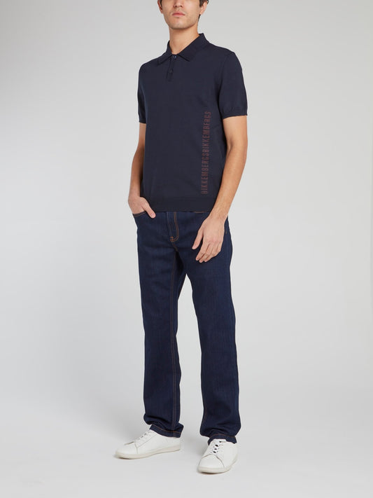 Navy Ribbed Edge Polo Shirt