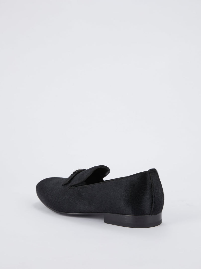 Black Pony Hair Loafers