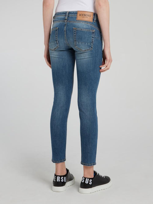Blue Cropped Denim Jeans