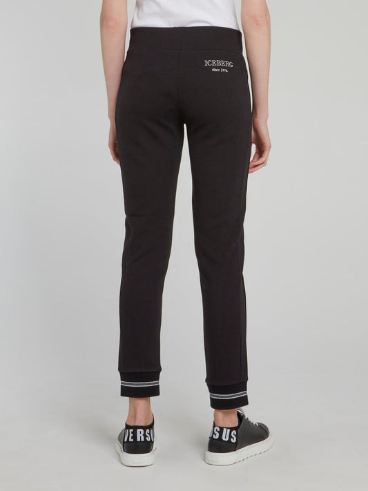 Black Drawstring Rear Logo Track Pants