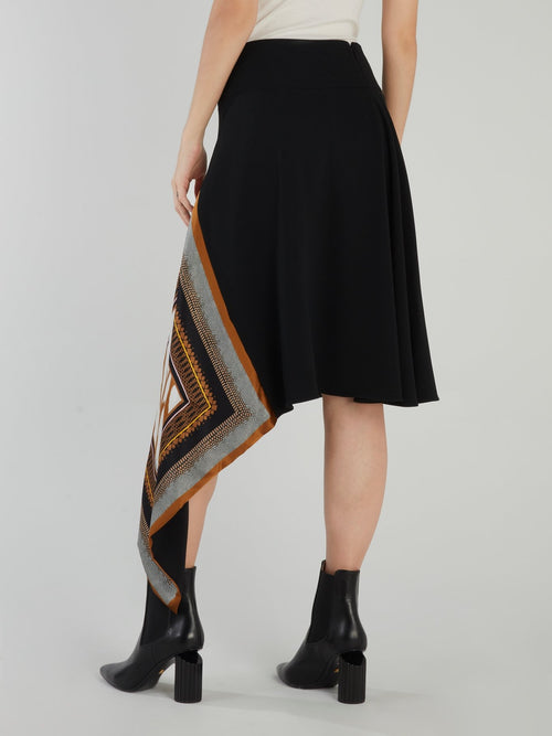 Asymmetric Paneled Midi Skirt