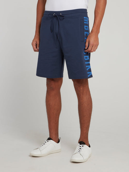 Navy Side Logo Drawstring Shorts