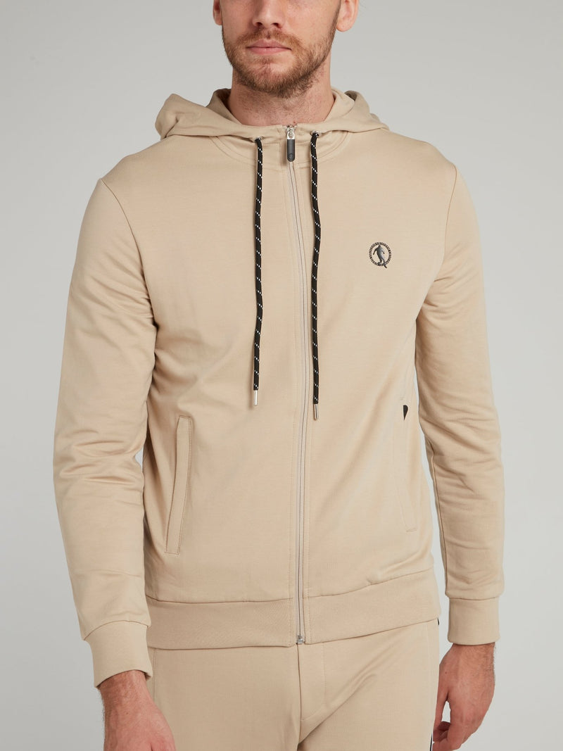 Beige Sport Icon Hooded Jacket