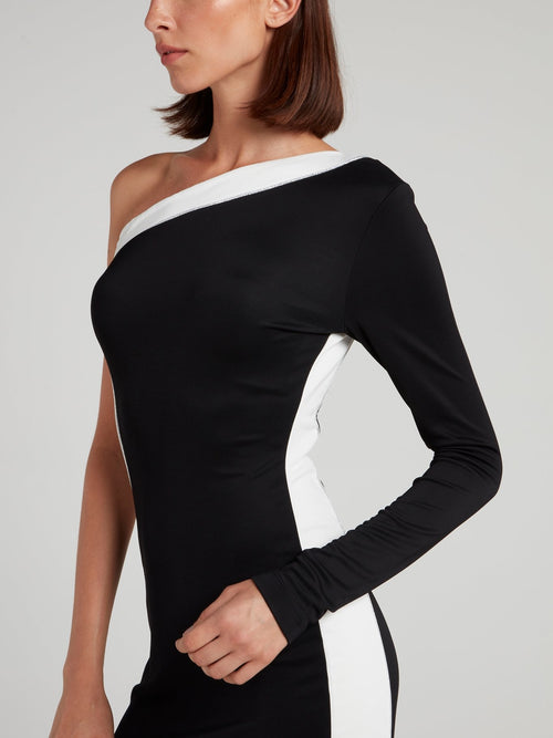 Two Tone One-Shoulder Dress